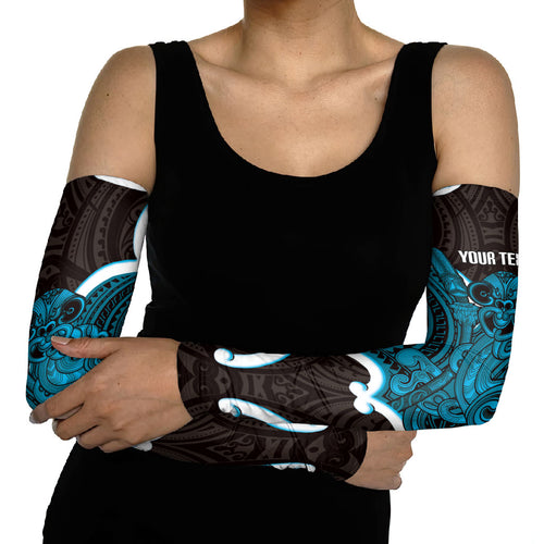 Kikorangi Aotearoa Atua Tumatauenga Personalised Arm Sleeves Maori God Of War Tiki With Taiaha