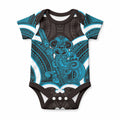 Kikorangi Aotearoa Atua Tumatauenga Personalised Baby Onesie Maori God Of War Tiki With Taiaha