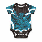 Kikorangi Aotearoa Atua Tumatauenga Personalised Baby Onesie Maori God Of War Tiki With Taiaha