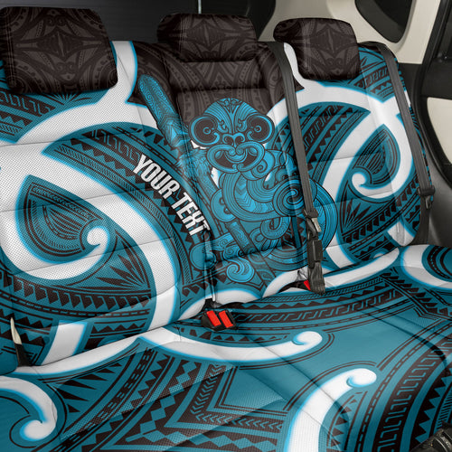 Kikorangi Aotearoa Atua Tumatauenga Personalised Back Car Seat Cover Maori God Of War Tiki With Taiaha