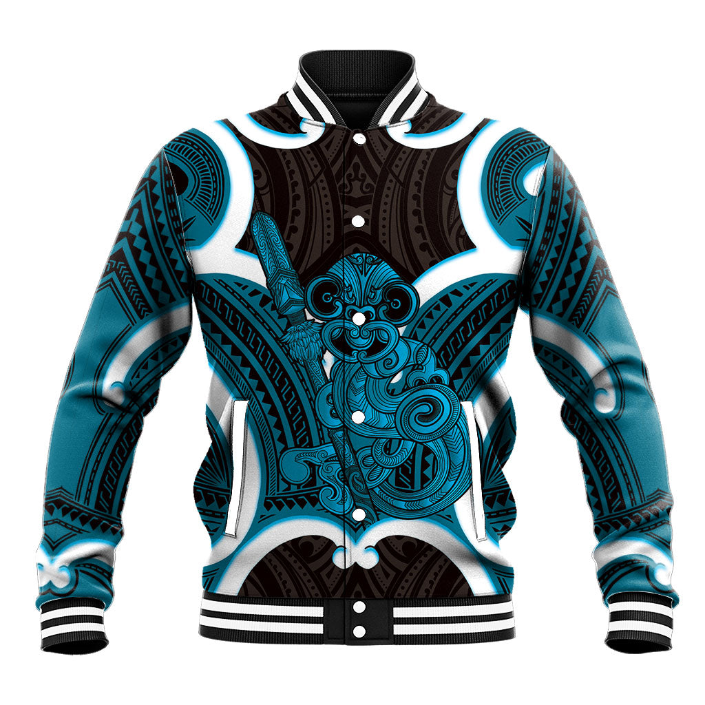 Kikorangi Aotearoa Atua Tumatauenga Personalised Baseball Jacket Maori God Of War Tiki With Taiaha