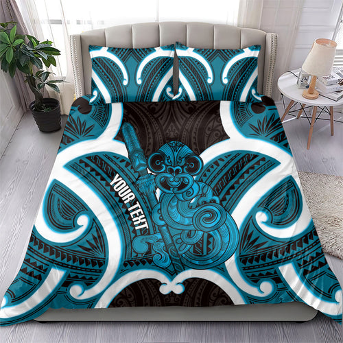 Kikorangi Aotearoa Atua Tumatauenga Personalised Bedding Set Maori God Of War Tiki With Taiaha