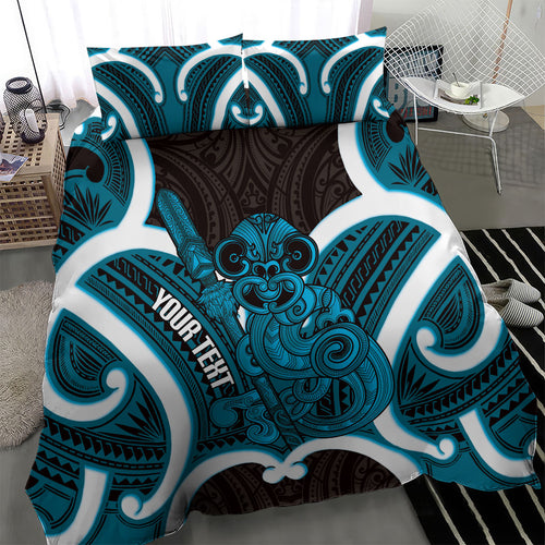 Kikorangi Aotearoa Atua Tumatauenga Personalised Bedding Set Maori God Of War Tiki With Taiaha
