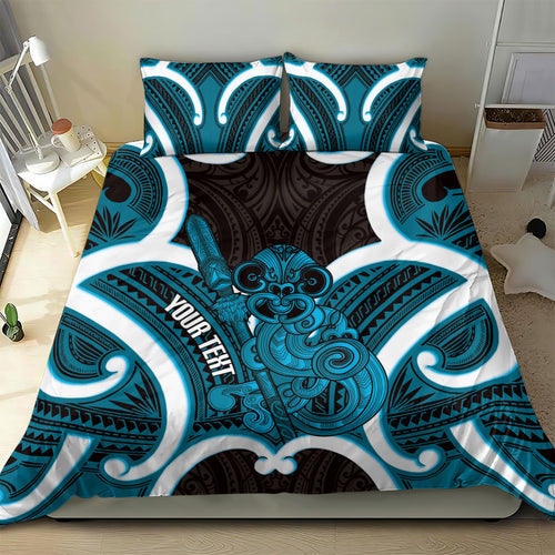 Kikorangi Aotearoa Atua Tumatauenga Personalised Bedding Set Maori God Of War Tiki With Taiaha