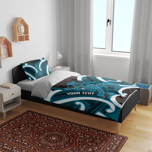 Kikorangi Aotearoa Atua Tumatauenga Personalised Bedding Set Maori God Of War Tiki With Taiaha