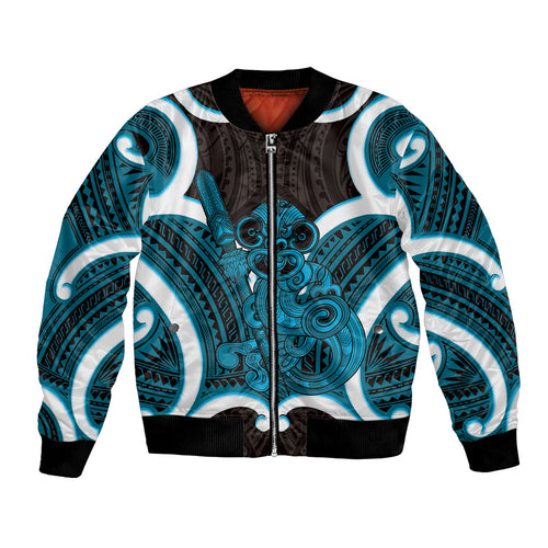 Kikorangi Aotearoa Atua Tumatauenga Personalised Bomber Jacket Maori God Of War Tiki With Taiaha