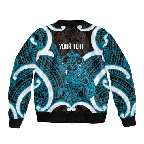 Kikorangi Aotearoa Atua Tumatauenga Personalised Bomber Jacket Maori God Of War Tiki With Taiaha
