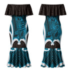 Kikorangi Aotearoa Atua Tumatauenga Personalised Couples Matching Mermaid Dress and Hawaiian Shirt Maori God Of War Tiki With Taiaha