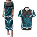Kikorangi Aotearoa Atua Tumatauenga Personalised Couples Matching Puletasi and Hawaiian Shirt Maori God Of War Tiki With Taiaha