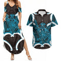 Kikorangi Aotearoa Atua Tumatauenga Personalised Couples Matching Summer Maxi Dress and Hawaiian Shirt Maori God Of War Tiki With Taiaha