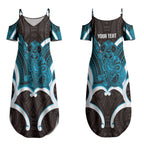 Kikorangi Aotearoa Atua Tumatauenga Personalised Couples Matching Summer Maxi Dress and Hawaiian Shirt Maori God Of War Tiki With Taiaha