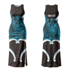 Kikorangi Aotearoa Atua Tumatauenga Personalised Couples Matching Tank Maxi Dress and Long Sleeve Button Shirt Maori God Of War Tiki With Taiaha