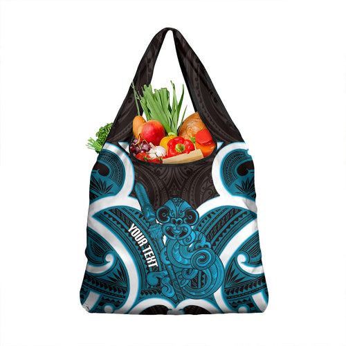 Kikorangi Aotearoa Atua Tumatauenga Personalised Grocery Bag Maori God Of War Tiki With Taiaha