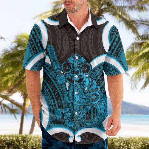 Kikorangi Aotearoa Atua Tumatauenga Personalised Hawaiian Shirt Maori God Of War Tiki With Taiaha