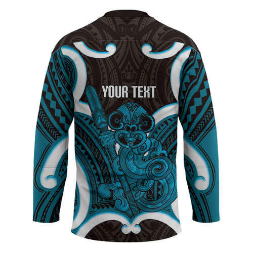 Kikorangi Aotearoa Atua Tumatauenga Personalised Hockey Jersey Maori God Of War Tiki With Taiaha
