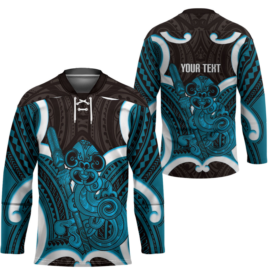 Kikorangi Aotearoa Atua Tumatauenga Personalised Hockey Jersey Maori God Of War Tiki With Taiaha
