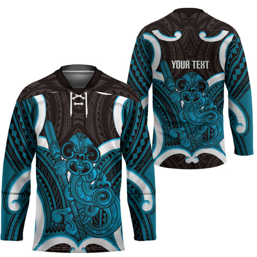 Kikorangi Aotearoa Atua Tumatauenga Personalised Hockey Jersey Maori God Of War Tiki With Taiaha