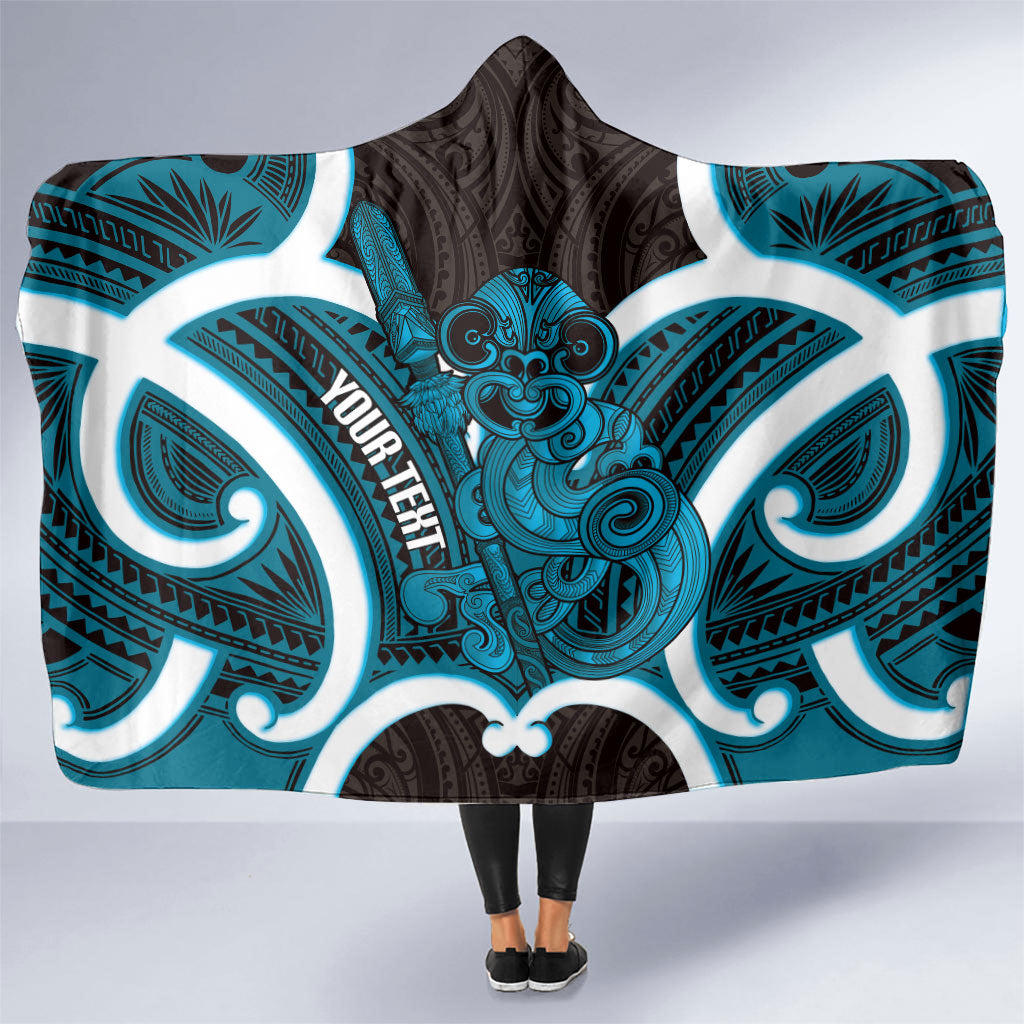 Kikorangi Aotearoa Atua Tumatauenga Personalised Hooded Blanket Maori God Of War Tiki With Taiaha