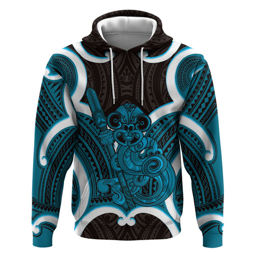 Kikorangi Aotearoa Atua Tumatauenga Personalised Hoodie Maori God Of War Tiki With Taiaha
