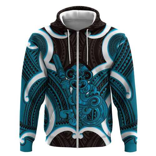 Kikorangi Aotearoa Atua Tumatauenga Personalised Hoodie Maori God Of War Tiki With Taiaha