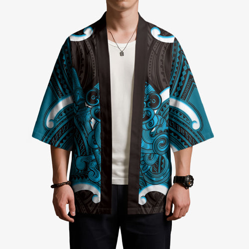 Kikorangi Aotearoa Atua Tumatauenga Personalised Kimono Maori God Of War Tiki With Taiaha