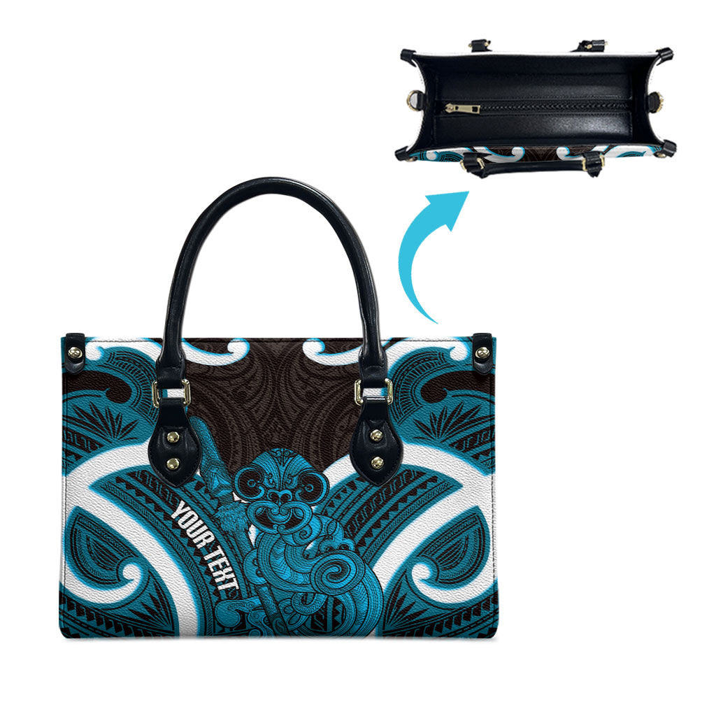 Kikorangi Aotearoa Atua Tumatauenga Personalised Leather Bag Maori God Of War Tiki With Taiaha