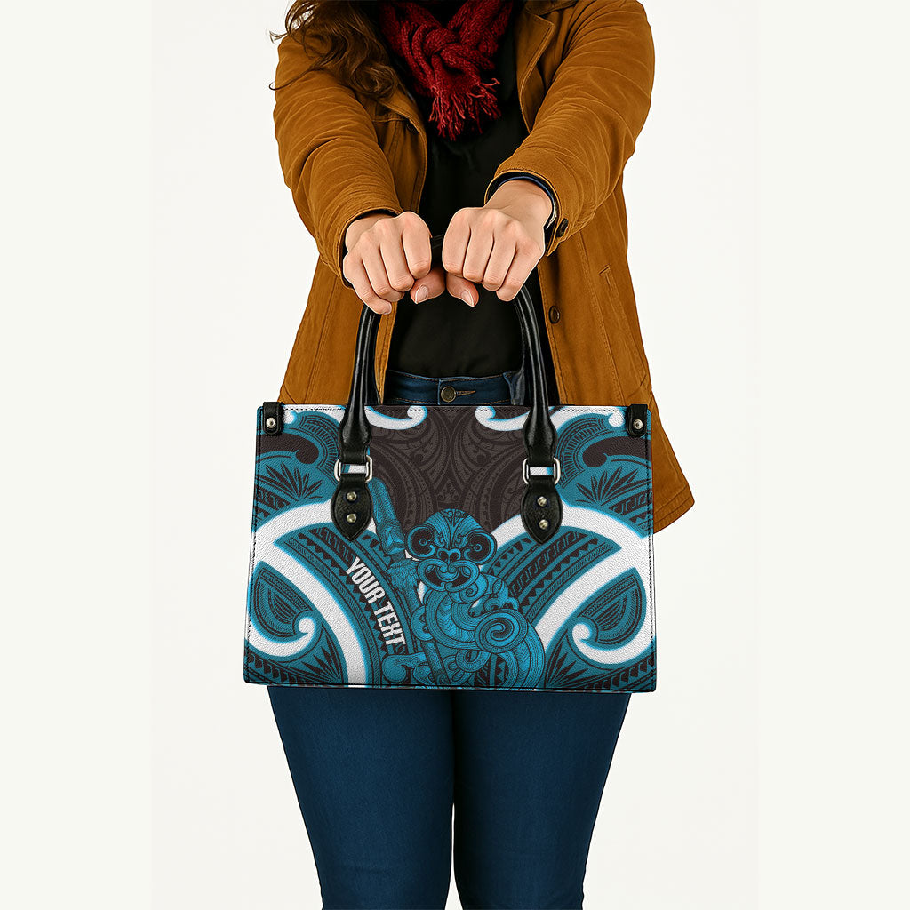 Kikorangi Aotearoa Atua Tumatauenga Personalised Leather Bag Maori God Of War Tiki With Taiaha