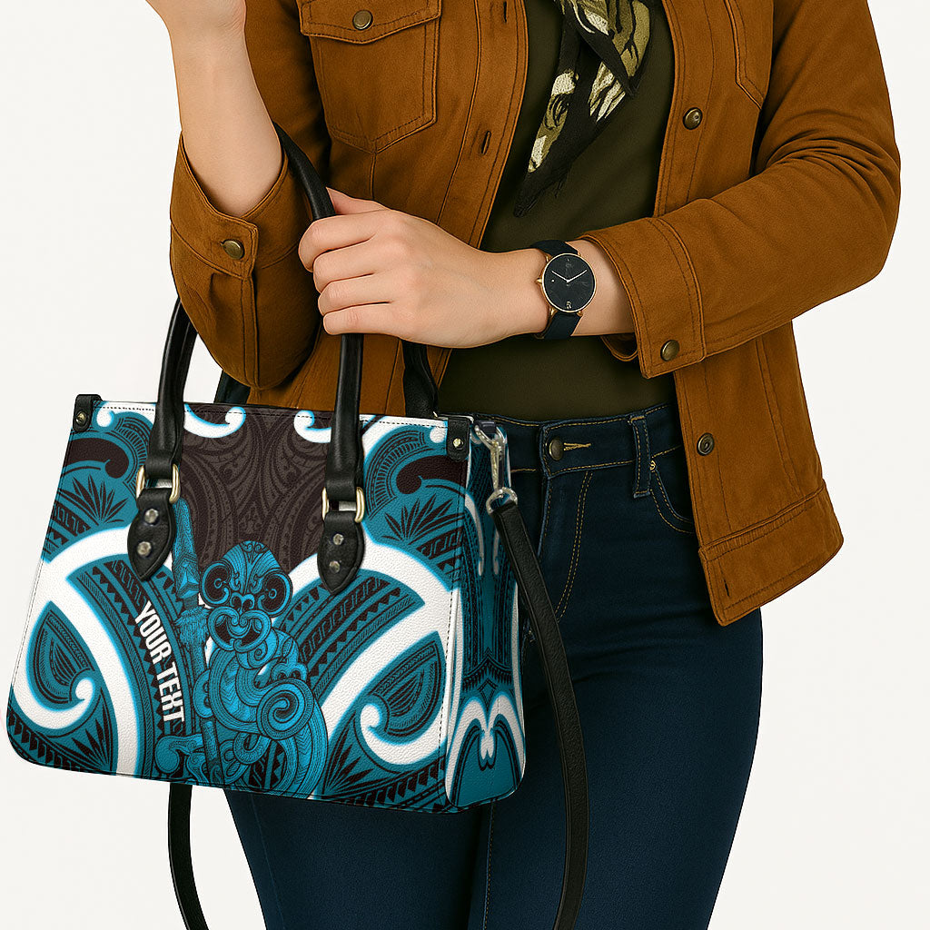 Kikorangi Aotearoa Atua Tumatauenga Personalised Leather Bag Maori God Of War Tiki With Taiaha