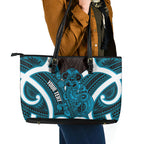 Kikorangi Aotearoa Atua Tumatauenga Personalised Leather Tote Bag Maori God Of War Tiki With Taiaha