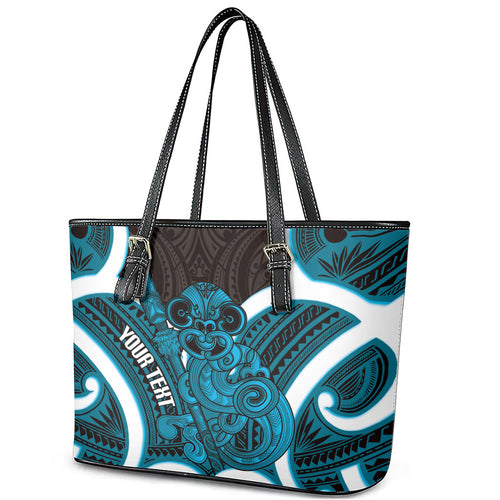 Kikorangi Aotearoa Atua Tumatauenga Personalised Leather Tote Bag Maori God Of War Tiki With Taiaha