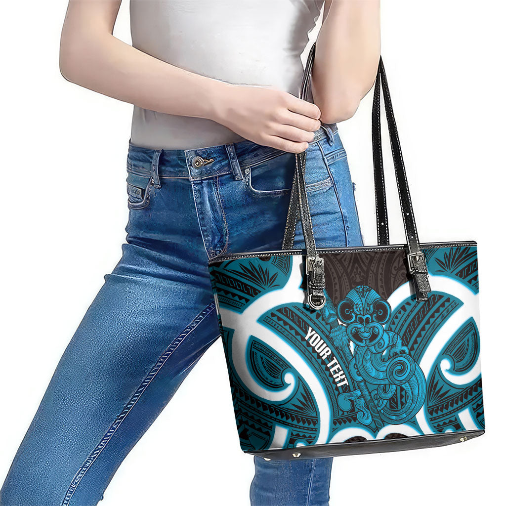 Kikorangi Aotearoa Atua Tumatauenga Personalised Leather Tote Bag Maori God Of War Tiki With Taiaha