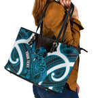 Kikorangi Aotearoa Atua Tumatauenga Personalised Leather Tote Bag Maori God Of War Tiki With Taiaha
