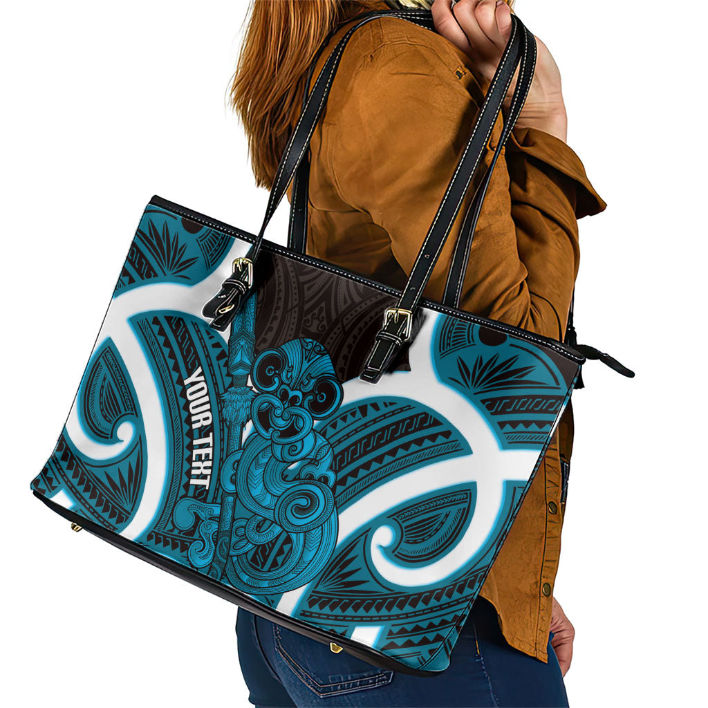 Kikorangi Aotearoa Atua Tumatauenga Personalised Leather Tote Bag Maori God Of War Tiki With Taiaha