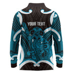 Kikorangi Aotearoa Atua Tumatauenga Personalised Long Sleeve Polo Shirt Maori God Of War Tiki With Taiaha