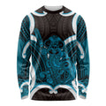 Kikorangi Aotearoa Atua Tumatauenga Personalised Long Sleeve Shirt Maori God Of War Tiki With Taiaha
