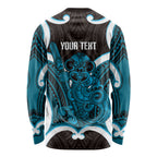 Kikorangi Aotearoa Atua Tumatauenga Personalised Long Sleeve Shirt Maori God Of War Tiki With Taiaha