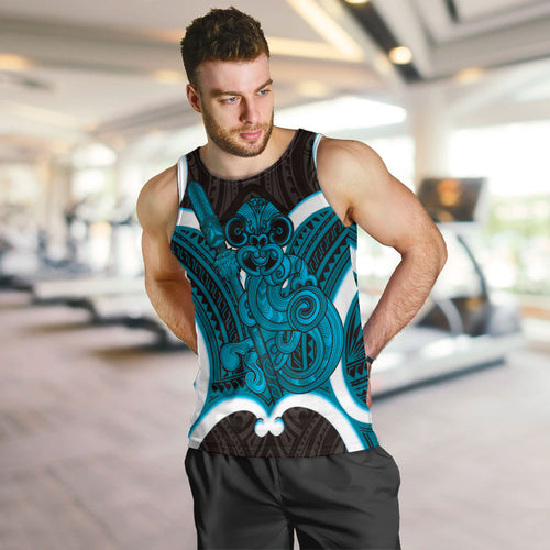 Kikorangi Aotearoa Atua Tumatauenga Personalised Men Tank Top Maori God Of War Tiki With Taiaha