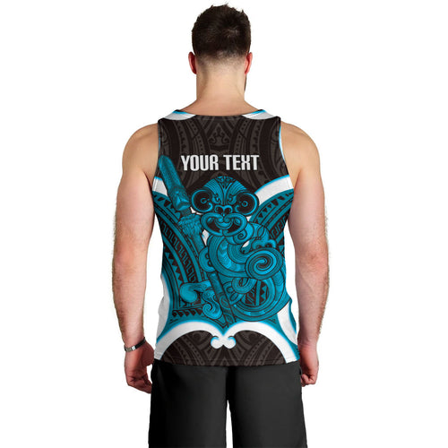 Kikorangi Aotearoa Atua Tumatauenga Personalised Men Tank Top Maori God Of War Tiki With Taiaha