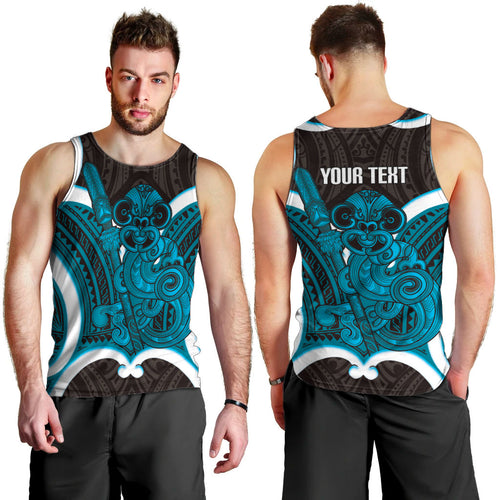 Kikorangi Aotearoa Atua Tumatauenga Personalised Men Tank Top Maori God Of War Tiki With Taiaha