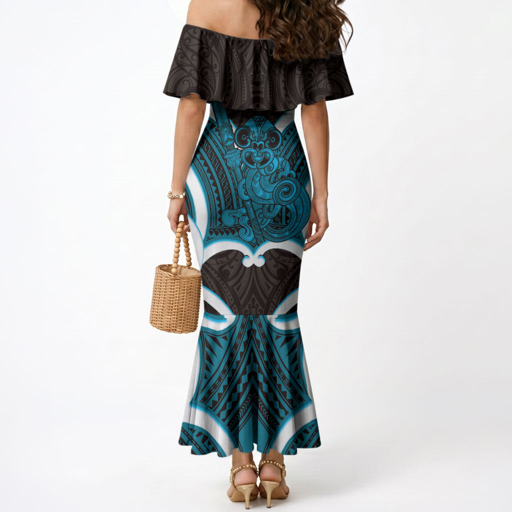 Kikorangi Aotearoa Atua Tumatauenga Personalised Mermaid Dress Maori God Of War Tiki With Taiaha