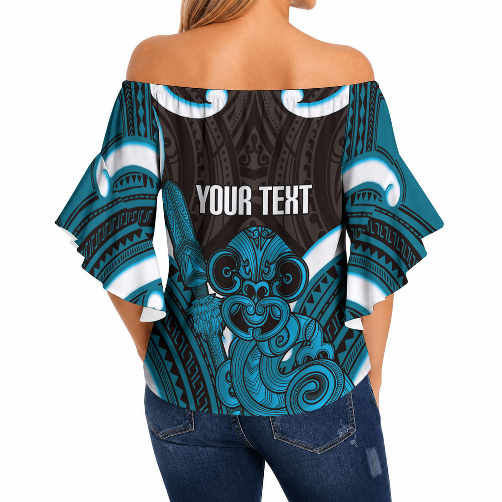 Kikorangi Aotearoa Atua Tumatauenga Personalised Off Shoulder Wrap Waist Top Maori God Of War Tiki With Taiaha