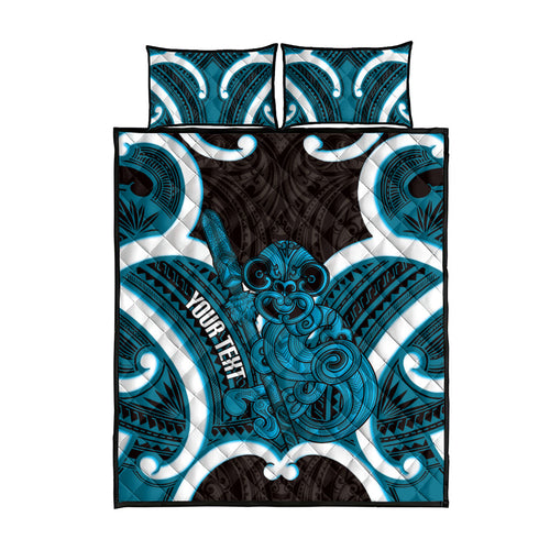 Kikorangi Aotearoa Atua Tumatauenga Personalised Quilt Bed Set Maori God Of War Tiki With Taiaha