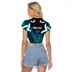 Kikorangi Aotearoa Atua Tumatauenga Personalised Raglan Cropped T Shirt Maori God Of War Tiki With Taiaha