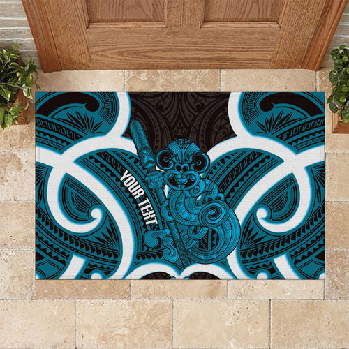 Kikorangi Aotearoa Atua Tumatauenga Personalised Rubber Doormat Maori God Of War Tiki With Taiaha