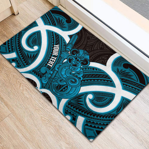 Kikorangi Aotearoa Atua Tumatauenga Personalised Rubber Doormat Maori God Of War Tiki With Taiaha