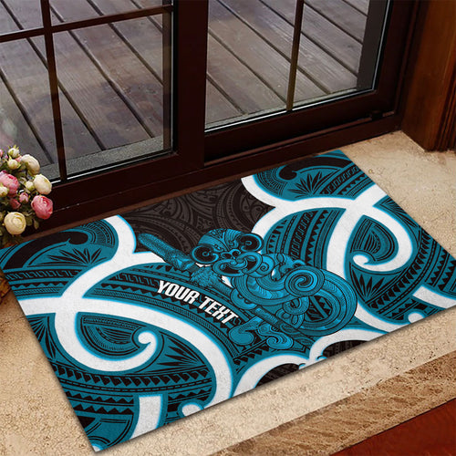 Kikorangi Aotearoa Atua Tumatauenga Personalised Rubber Doormat Maori God Of War Tiki With Taiaha