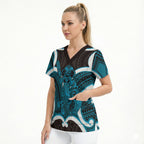 Kikorangi Aotearoa Atua Tumatauenga Personalised Scrub Top Maori God Of War Tiki With Taiaha