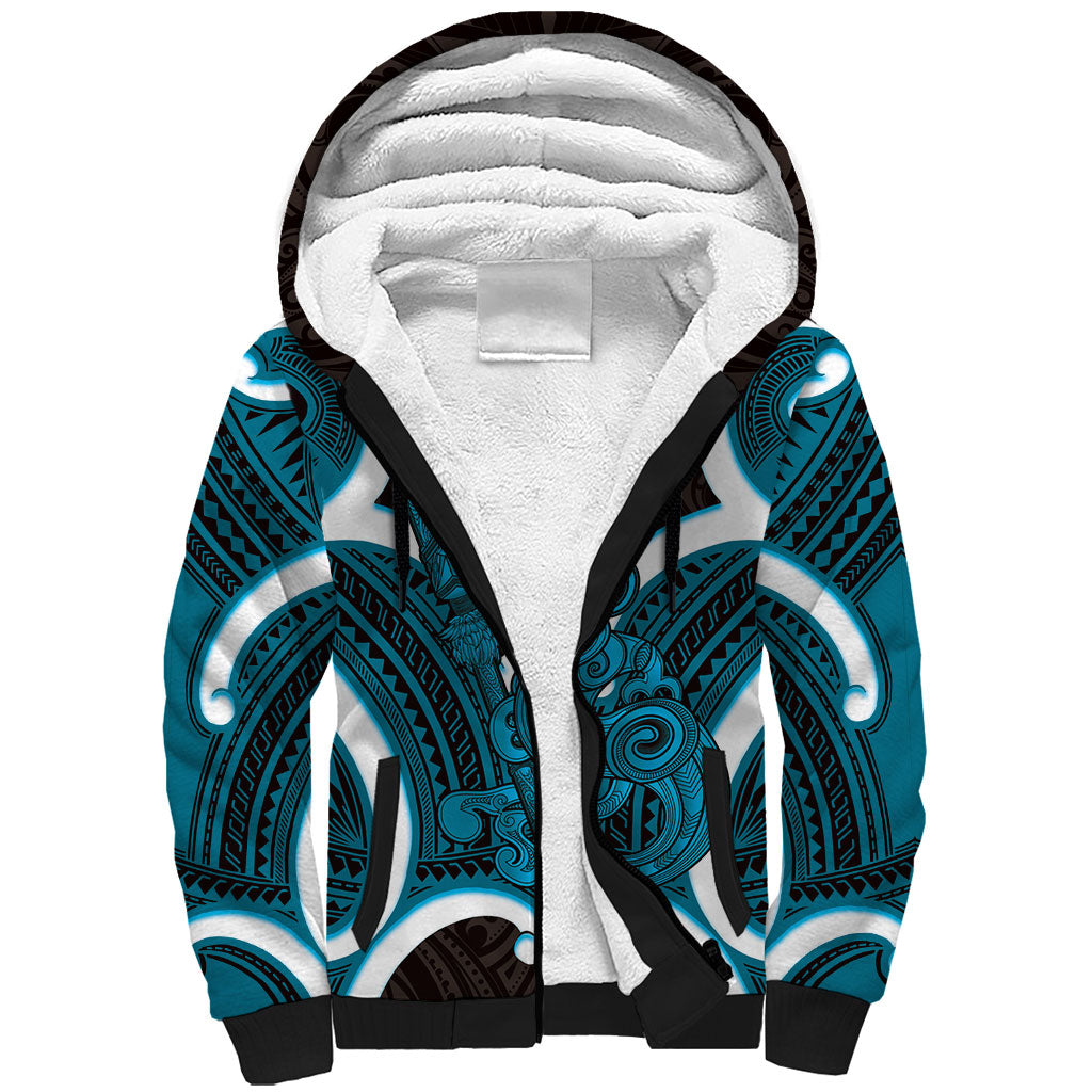 Kikorangi Aotearoa Atua Tumatauenga Personalised Sherpa Hoodie Maori God Of War Tiki With Taiaha