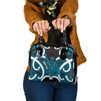Kikorangi Aotearoa Atua Tumatauenga Personalised Shoulder Handbag Maori God Of War Tiki With Taiaha