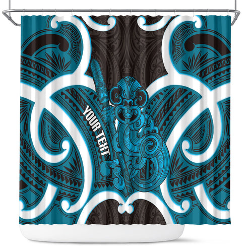 Kikorangi Aotearoa Atua Tumatauenga Personalised Shower Curtain Maori God Of War Tiki With Taiaha